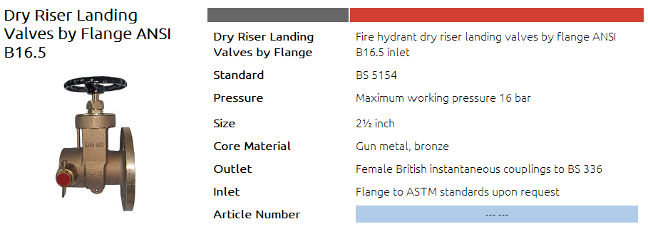 Dry riser landing valves