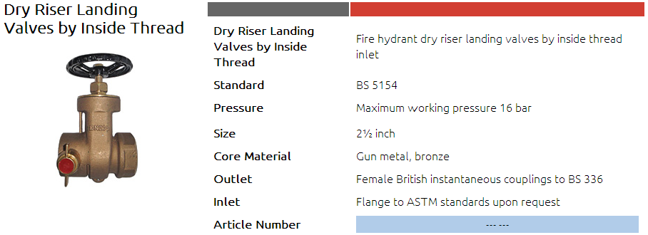 Dry riser landing valve