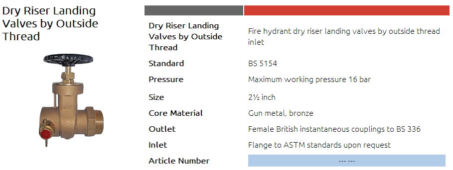 Dry riser landing valve
